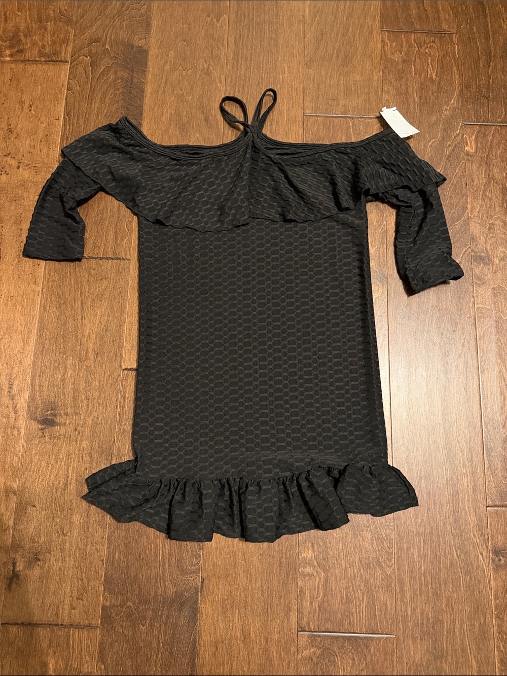 Go Couture Black Off-Shoulder Ruffle Mini Dress